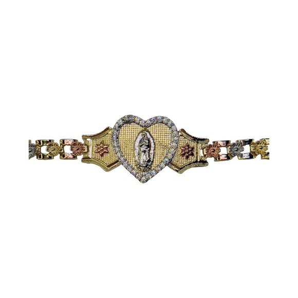 Virgen De Guadalupe Bracelet, Brazilian Gold Bracelet, Virgencita, Religious Gol - Picture 2 of 10